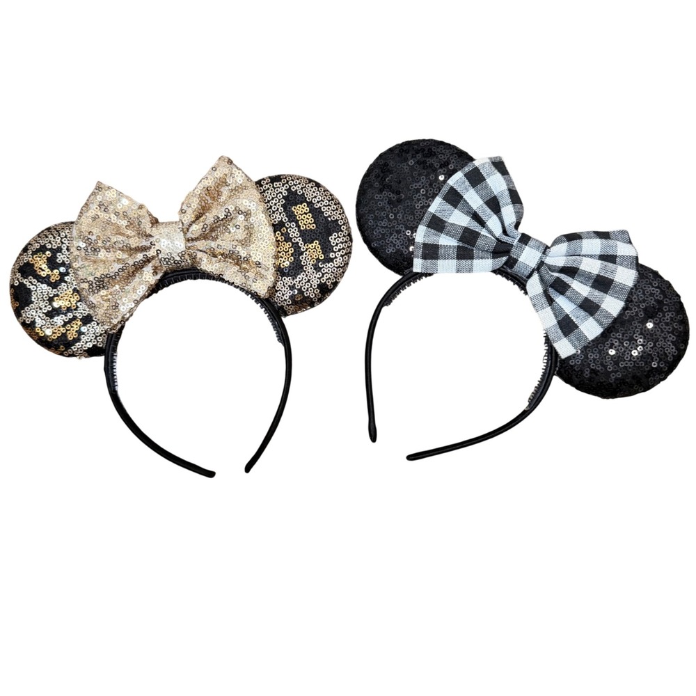 Minnie Mouse Bow Ears- 2 Pair- Disney Custom Made Headband Sequin Girls Womens